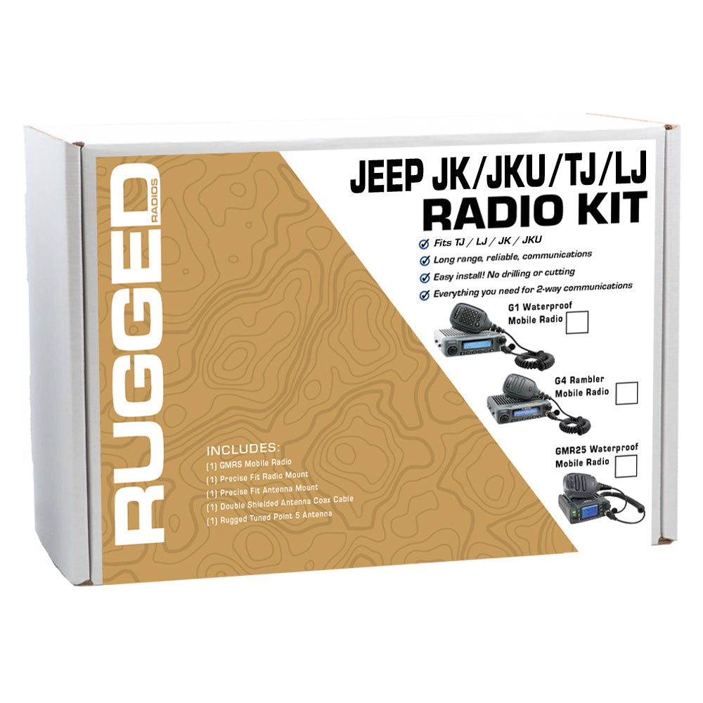 GMRS Mobile Radio Kit for Wrangler TJ LJ and JK - JK 2-Door (11-18) and TJ (97-06) and LJ (04-06) / GMR25 Waterproof