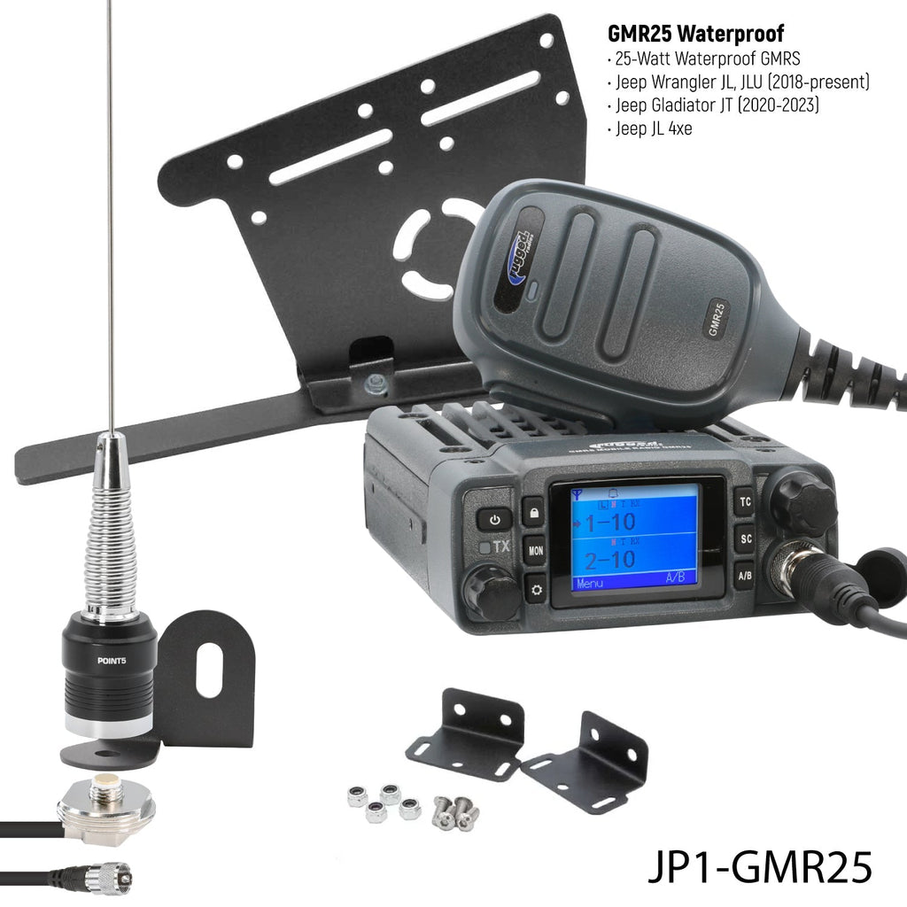 GMRS Mobile Radio Kit for Jeep Wrangler JL and Gladiator JT - GMR25 Waterproof