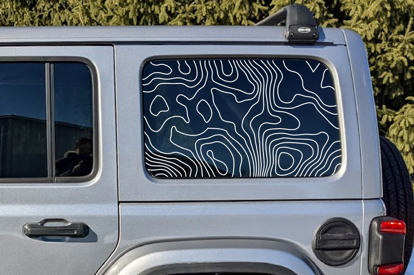 Topographical Rear Door & Window Decal- Fits Jeep Wrangler JL