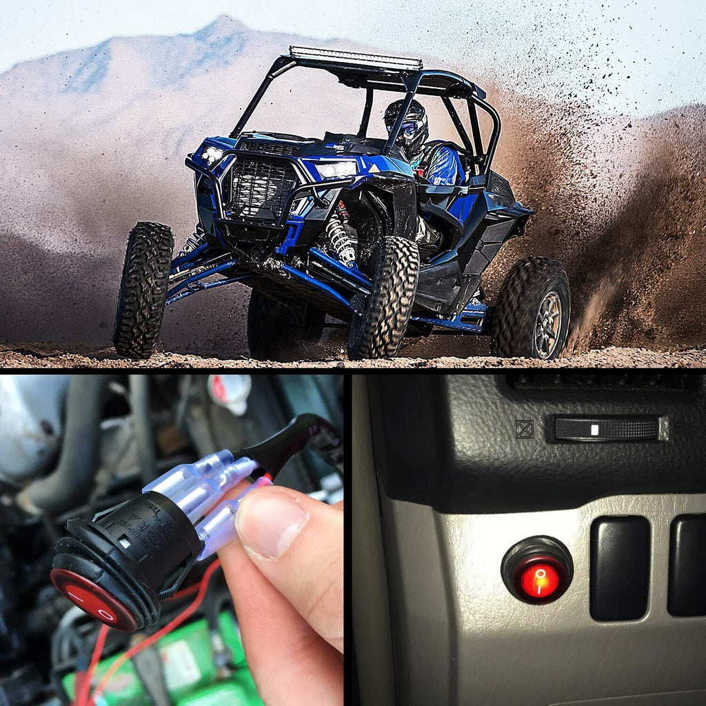 LED LIGHT BAR WIRING HARNESS KIT (2 LEADS 16AWG) WITH FUSE 12V 40A RELAY 3/4" ON/OFF SWITCH